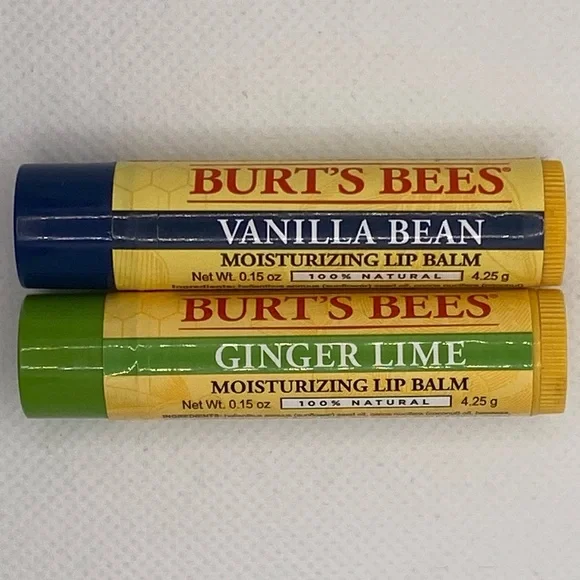 Burt's Bees Moisturizing Lip Balm 100% Natural 3 x Vanilla Bean  3 x Ginger Lime - Picture 4 of 7